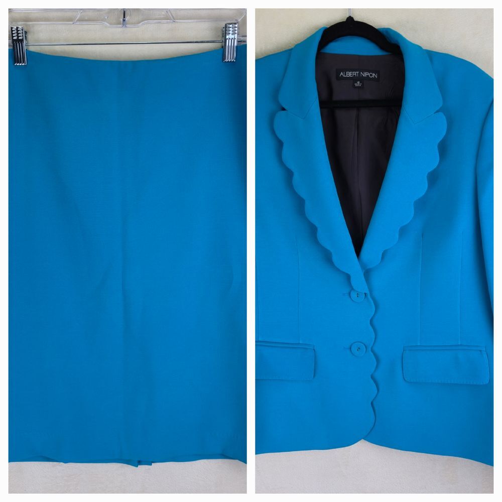 Albert Nipon Turquoise Blue Pencil Skirt